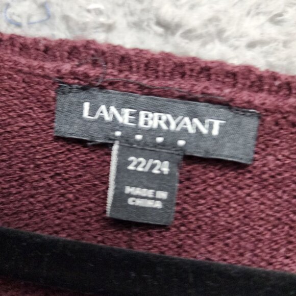 Lane Bryant Sweater Womens Plus 22/24 Burgundy Red 100% Acrylic Cable Knit *NWT* - Picture 2 of 10